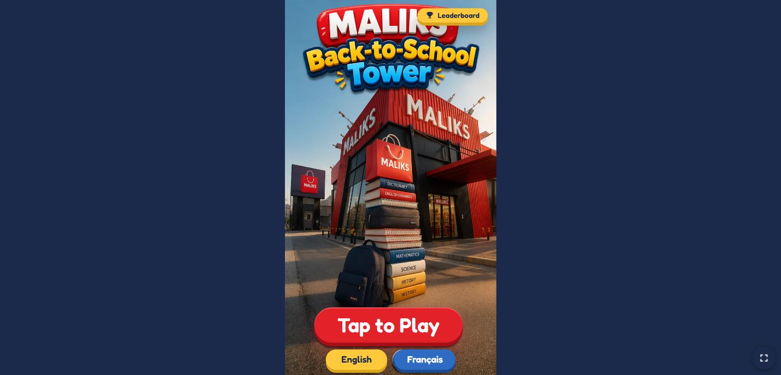 Maliks Back-to-School Tower game